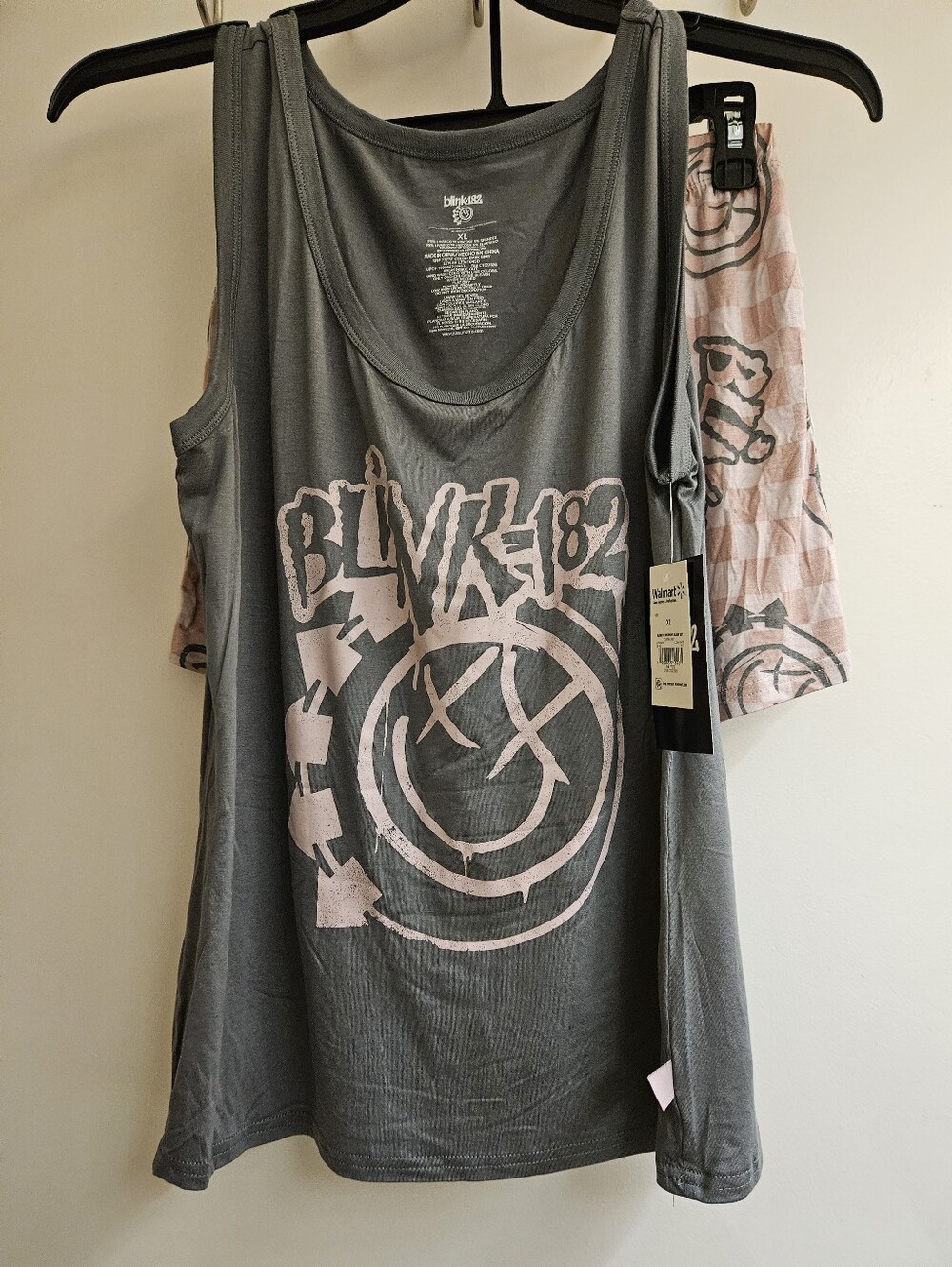 NWT Blink-182 Women's Tank Top & Shorts 2-Piece Pajama Sleep Set, Size XL Gray